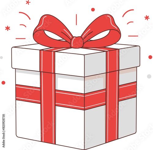 Beautiful gift box with a red ribbon brings joy and surprise during special occasions and holidays