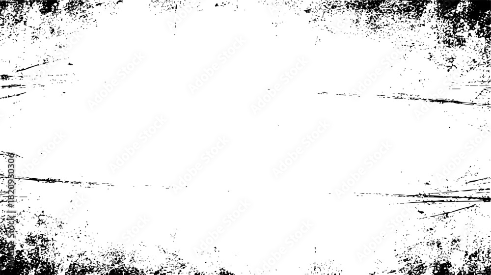 Fototapeta premium Abstract grunge texture border frame in black and white for overlay effect or distressed background design vector