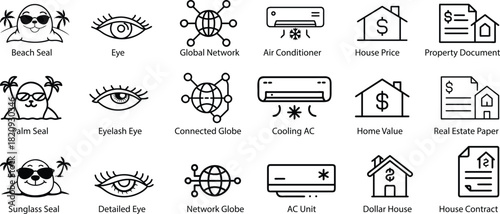 Black vector farm animals icons set and transportation vehicle symbols illustration design