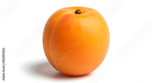 Single fresh apricot isolated on white background close up studio shot