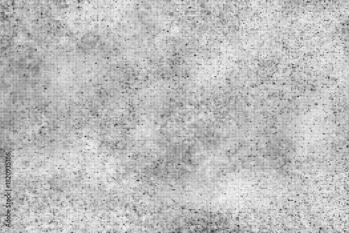 Used half white textured surface. Halftone pattern dots texture. Dust backdrop overlay. Old vintage light background. Sand distress effect. Vector Illustration, Eps 10.