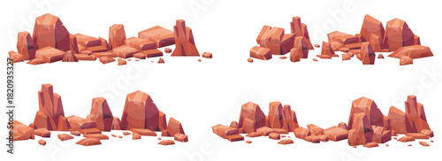 cartoon stones collection isolated on white