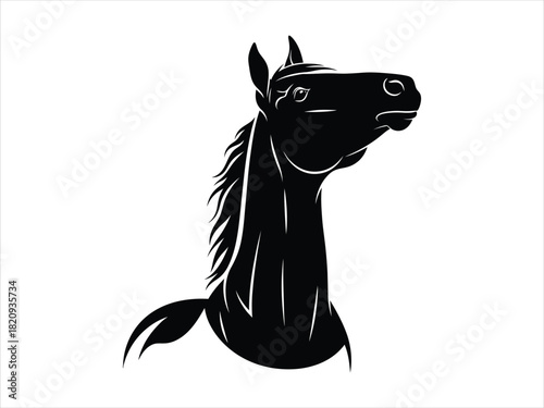 Elegant Horse Head Silhouette Illustration for Decoration