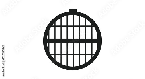 Vintage bird cage silhouette with oval shape and vertical bars