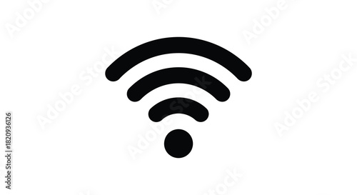 Abstract wireless signal icon with curved lines in black silhouette