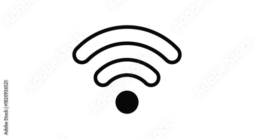 Simple wifi signal icon with black silhouette on white background silhouette