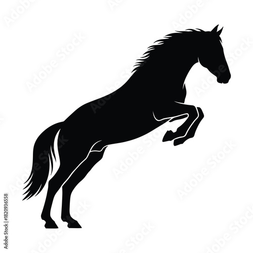 Elegant Black Horse Silhouette Leaping with Grace and Power