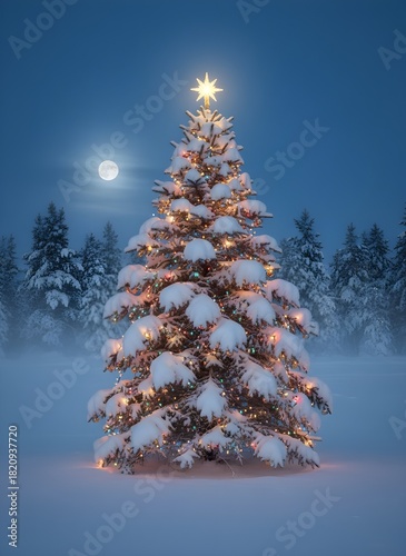 christmas tree in snow
