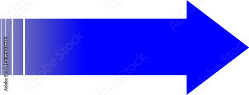 A vibrant blue arrow pointing to the right with a striped gradient effect on a white background.