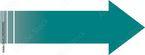 A teal arrow pointing to the right with a gradient line effect on a white background.