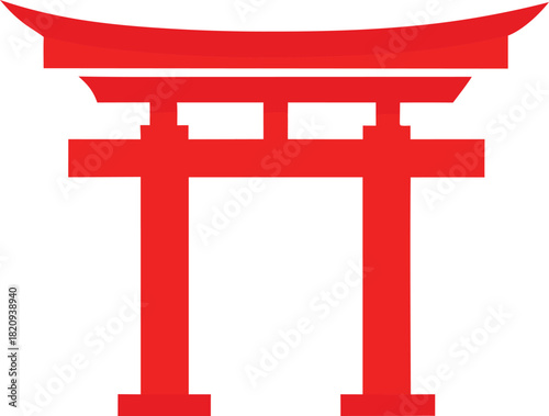 Traditional japanese red torii gate flat vector icon design element
