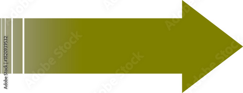 An olive green arrow with a striped gradient tail pointing to the right on a white background.