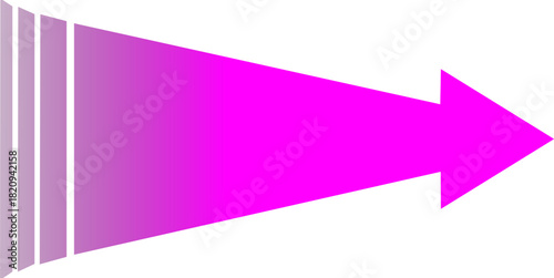 A vibrant pink arrow with a layered gradient tail pointing to the right on a white background.