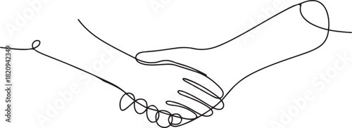 Single continuous line drawing of hold hand for caring and show sympathy to other. Hand drawn style vector. one line Icon drawing with white background