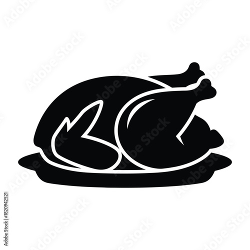 Roasted Turkey or Chicken Silhouette - Holiday Feast, Food & Dinner