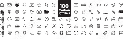 “Minimal Line Icons Set – 100 Modern UI/UX Symbols, Web & Mobile Interface Vector Pack”