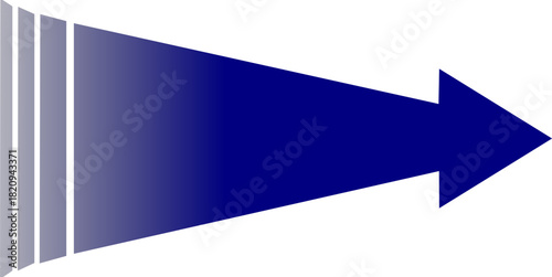 Blue gradient arrow pointing right with a segmented tail on a white background, symbolizing progress and direction.