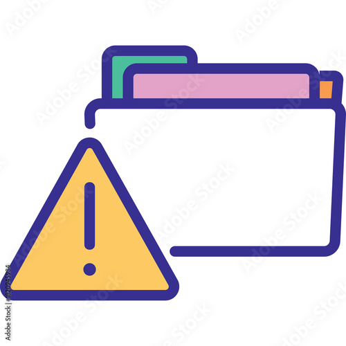 Folder Icon With Warning Symbol Alert Notification Danger Exclamation Mark Sign Danger Icon Outline Vector Illustration