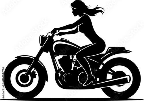 woman preparing to ride a motor love tree with heart silhouette vector illustration