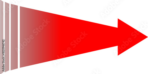 A vibrant red arrow pointing right with a gradient fade and motion lines on a white background.