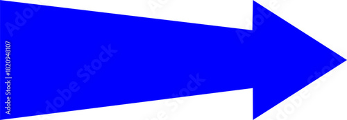 A bold, solid blue arrow pointing to the right on a plain white background.