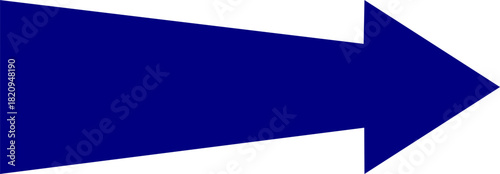 A bold, solid dark blue arrow pointing to the right against a plain white background, symbolizing direction and progress.