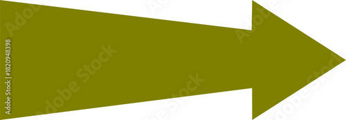 A solid olive green arrow pointing to the right on a white background.