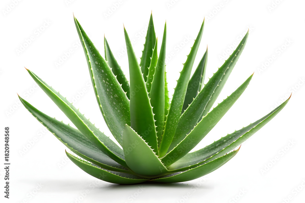 Fototapeta premium Fresh Green Aloe Vera Plant Isolated on White