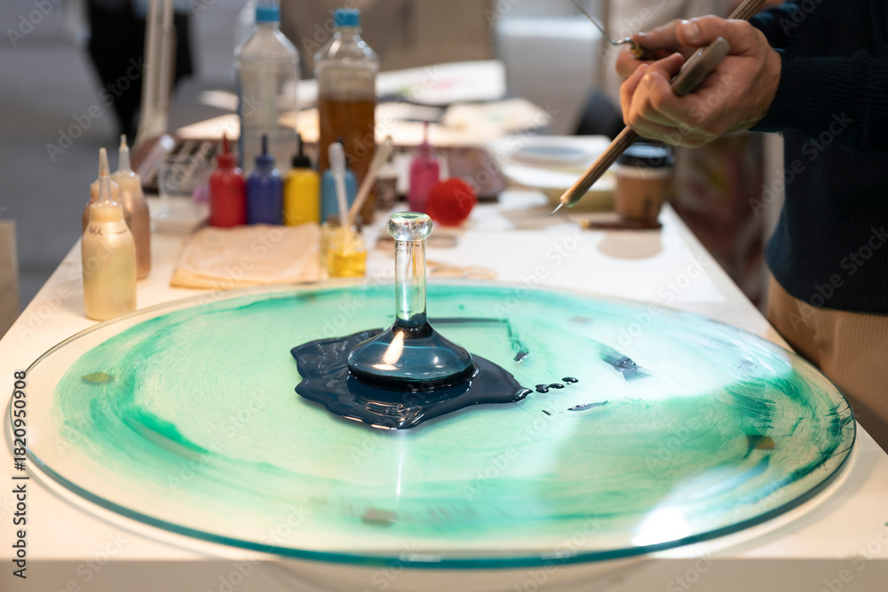 Fototapeta premium Turkish Ebru Marbling Pigment Preparation