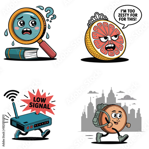 Magnifying glass with question mark and grapefruit saying I'm too zesty for this Keywords