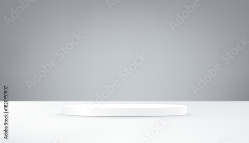 Gray background vector 3d with White podium Space for selling products on the website. Abstract wallpaper design with copy space to display your products. Vector illustration.