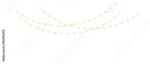 Seamless decorative Christmas border with conifer branches and lights overlay background	
