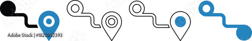 Navigation Icons Pinpoint Location and Route Tracking in Vector Format