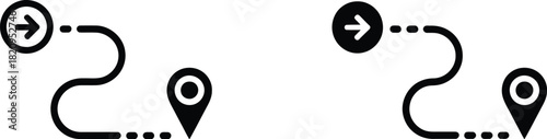 Navigation Icons Directional Route with Markers for Location and Pathfinding on Maps & Digital Interfaces