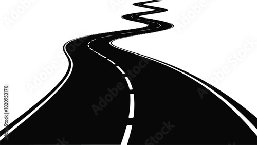 Winding Road Illustration Navigate the Path Ahead with This Curving Route Vector Graphic