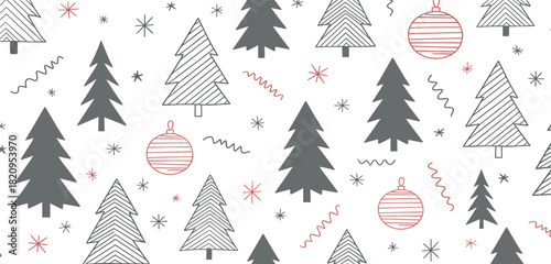 Festive Christmas Tree and Ornament Pattern for Holiday Decoration and Design