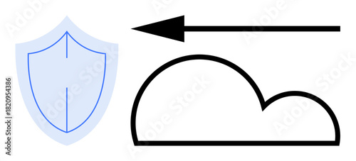 Cloud security. Cloud security illustration shield symbol data protection. Cloud security ensures secure data storage and transmission. For IT, cybersecurity, storage, networks