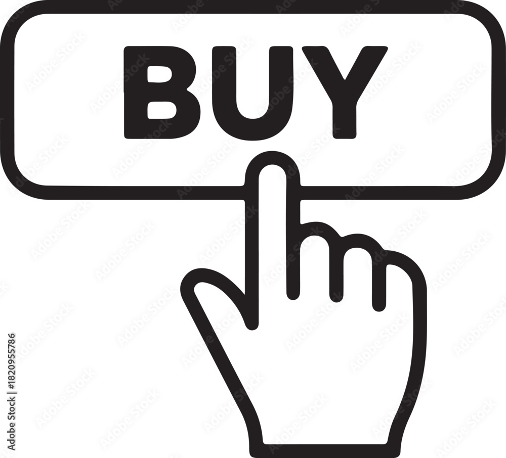 Fototapeta premium E commerce buy button icon with a pointer hand and outline suitable for online shopping interfaces