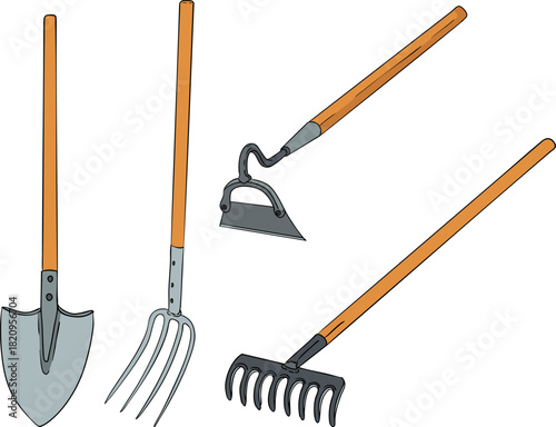 A vibrant and detailed set of colorful realistic vector illustrations depicting various elements of a modern farming and agricultural business.