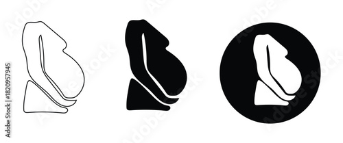 Pregnant Woman Silhouette Vector Art Illustration on Transparent Background