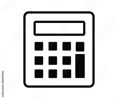 Black Calculator Icon Isolated on Transparent Background for Financial Use