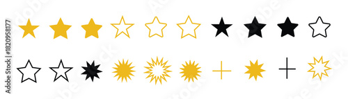 Set of Star Shape Vector Illustration Isolated on Transparent Background