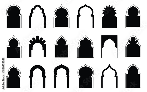 Collection of islamic archways and doorways silhouettes