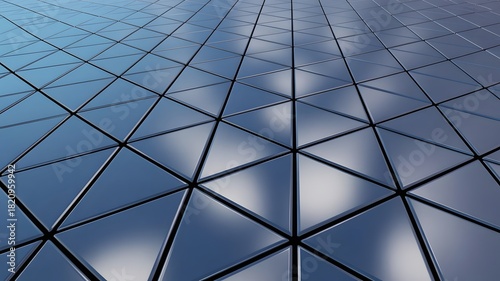 Reflective Metallic Triangular Grid Surface Abstract Background Pattern triangle