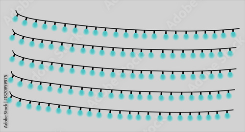 String of turquoise lights festive decoration on a neutral background