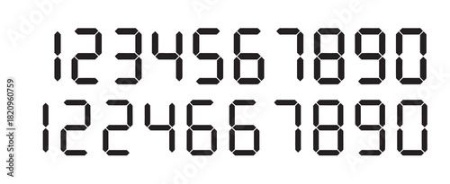 Black digital numbers displaying classic seven-segment clock numerals in clean vector