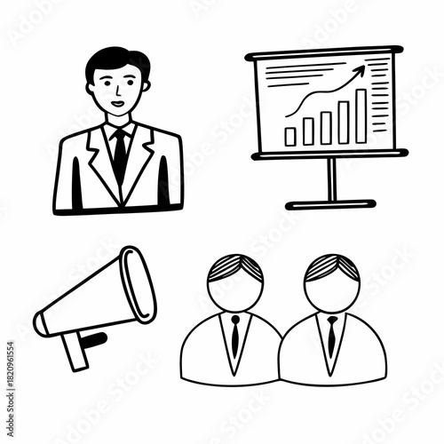 Corporate Marketing, Presentation, and Announcement Icons
