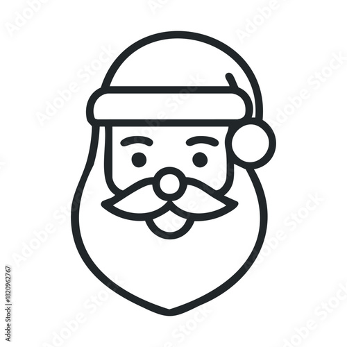 Simple outline icon of Santa Claus's face and beard.