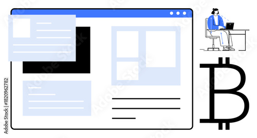 Cryptocurrency concept. Cryptocurrency integrated with modern web design and a digital workspace. Cryptocurrency online transactions and decentralized finance. For fintech, blockchain, ecommerce