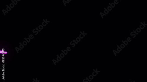 Purple particle trail animation, glowing magenta spark particles streaming diagonally on transparent background, luminous glitter dots forming tapered light trail motion with continuous flowing partic